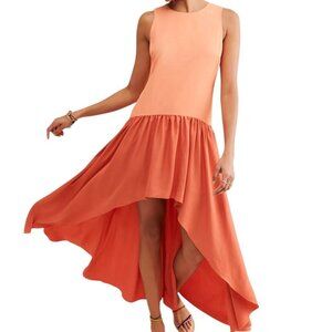 Hutch XL Colorblock High Low Asymmetrical Dress Coral Peach Sleeveless $248